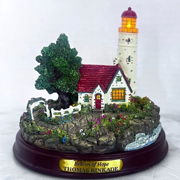 Vtg 1999 Thomas Kinkade Beacon Of Hope Light-Up Collectible Lighthouse Figurine - Picture 3 of 13